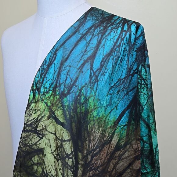 Asian Eye 100% Silk Scarf Artisan Wearable Art To Wear Tree Of Life Festival - Picture 4 of 10